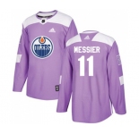Youth Adidas Edmonton Oilers #11 Mark Messier Authentic Purple Fights Cancer Practice NHL Jersey