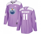 Youth Adidas Edmonton Oilers #11 Mark Messier Authentic Purple Fights Cancer Practice NHL Jersey