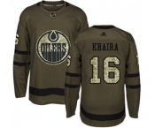Youth Adidas Edmonton Oilers #16 Jujhar Khaira Authentic Green Salute to Service NHL Jersey