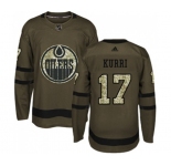 Youth Adidas Edmonton Oilers #17 Jari Kurri Authentic Green Salute to Service NHL Jersey