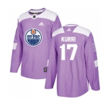 Youth Adidas Edmonton Oilers #17 Jari Kurri Authentic Purple Fights Cancer Practice NHL Jersey