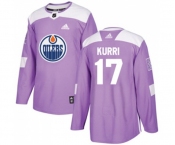 Youth Adidas Edmonton Oilers #17 Jari Kurri Authentic Purple Fights Cancer Practice NHL Jersey