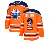 Youth Adidas Edmonton Oilers #2 Andrej Sekera Authentic Orange USA Flag Fashion NHL Jersey