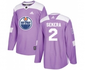 Youth Adidas Edmonton Oilers #2 Andrej Sekera Authentic Purple Fights Cancer Practice NHL Jersey
