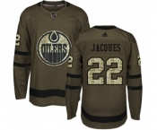 Youth Adidas Edmonton Oilers #22 Jean-Francois Jacques Authentic Green Salute to Service NHL Jersey