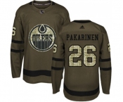 Youth Adidas Edmonton Oilers #26 Iiro Pakarinen Authentic Green Salute to Service NHL Jersey