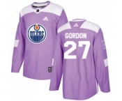 Youth Adidas Edmonton Oilers #27 Boyd Gordon Authentic Purple Fights Cancer Practice NHL Jersey