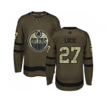 Youth Adidas Edmonton Oilers #27 Milan Lucic Green Salute to Service Stitched NHL Jersey
