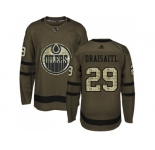Youth Adidas Edmonton Oilers #29 Leon Draisaitl Green Salute to Service Stitched NHL Jersey