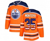 Youth Adidas Edmonton Oilers #35 Al Montoya Authentic Orange USA Flag Fashion NHL Jersey
