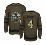 Youth Adidas Edmonton Oilers #4 Kris Russell Authentic Green Salute to Service NHL Jersey