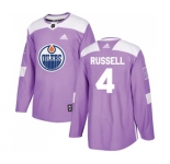 Youth Adidas Edmonton Oilers #4 Kris Russell Authentic Purple Fights Cancer Practice NHL Jersey