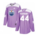 Youth Adidas Edmonton Oilers #44 Zack Kassian Authentic Purple Fights Cancer Practice NHL Jersey