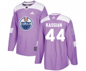 Youth Adidas Edmonton Oilers #44 Zack Kassian Authentic Purple Fights Cancer Practice NHL Jersey