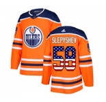 Youth Adidas Edmonton Oilers #58 Anton Slepyshev Authentic Orange USA Flag Fashion NHL Jersey
