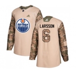 Youth Adidas Edmonton Oilers #6 Adam Larsson Authentic Camo Veterans Day Practice NHL Jersey