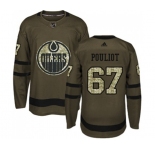 Youth Adidas Edmonton Oilers #67 Benoit Pouliot Authentic Green Salute to Service NHL Jersey