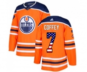 Youth Adidas Edmonton Oilers #7 Paul Coffey Authentic Orange USA Flag Fashion NHL Jersey