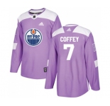 Youth Adidas Edmonton Oilers #7 Paul Coffey Authentic Purple Fights Cancer Practice NHL Jersey