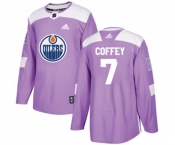 Youth Adidas Edmonton Oilers #7 Paul Coffey Authentic Purple Fights Cancer Practice NHL Jersey