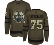 Youth Adidas Edmonton Oilers #75 Evan Bouchard Authentic Green Salute to Service NHL Jersey