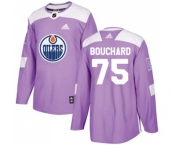 Youth Adidas Edmonton Oilers #75 Evan Bouchard Authentic Purple Fights Cancer Practice NHL Jersey