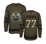 Youth Adidas Edmonton Oilers #77 Oscar Klefbom Authentic Green Salute to Service NHL Jersey