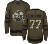 Youth Adidas Edmonton Oilers #77 Oscar Klefbom Authentic Green Salute to Service NHL Jersey