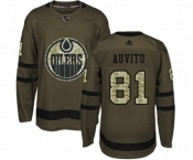 Youth Adidas Edmonton Oilers #81 Yohann Auvitu Authentic Green Salute to Service NHL Jersey