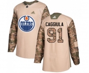 Youth Adidas Edmonton Oilers #91 Drake Caggiula Authentic Camo Veterans Day Practice NHL Jersey