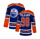 Youth Adidas Edmonton Oilers #98 Jesse Puljujarvi Authentic Royal Blue Alternate NHL Jersey
