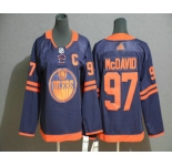 Youth Edmonton Oilers #97 Connor McDavid Navy Blue 50th Anniversary Adidas Stitched NHL Jersey