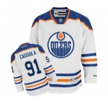 Youth Reebok Edmonton Oilers #91 Drake Caggiula Authentic White Away NHL Jersey