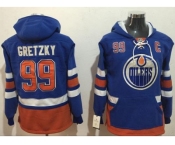 Edmonton Oilers #99 Wayne Gretzky Light Blue Name & Number Pullover NHL Hoodie