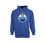 Edmonton Oilers Old Time Hockey Royal Blue Big Logo with Crest Pullover Hoodie