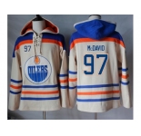 Men's Edmonton Oilers #97 Connor McDavid Cream Sawyer Hooded Sweatshirt Stitched NHL Jersey