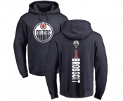 NHL Adidas Edmonton Oilers #1 Laurent Brossoit Navy Blue Backer Pullover Hoodie