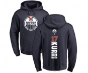 NHL Adidas Edmonton Oilers #17 Jari Kurri Navy Blue Backer Pullover Hoodie