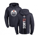 NHL Adidas Edmonton Oilers #27 Milan Lucic Navy Blue Backer Pullover Hoodie