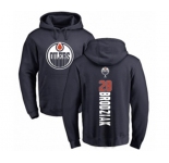 NHL Adidas Edmonton Oilers #28 Kyle Brodziak Navy Blue Backer Pullover Hoodie