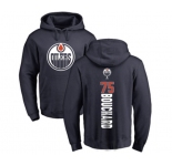 NHL Adidas Edmonton Oilers #75 Evan Bouchard Navy Blue Backer Pullover Hoodie