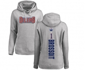 NHL Women Adidas Edmonton Oilers #1 Laurent Brossoit Ash Backer Pullover Hoodie