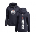 NHL Women Adidas Edmonton Oilers #1 Laurent Brossoit Navy Blue Backer Pullover Hoodie