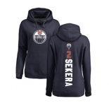 NHL Women Adidas Edmonton Oilers #2 Andrej Sekera Navy Blue Backer Pullover Hoodie