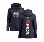 NHL Women Adidas Edmonton Oilers #28 Kyle Brodziak Navy Blue Backer Pullover Hoodie