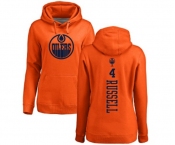 NHL Women Adidas Edmonton Oilers #4 Kris Russell Orange One Color Backer Pullover Hoodie