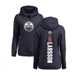 NHL Women Adidas Edmonton Oilers #6 Adam Larsson Navy Blue Backer Pullover Hoodie