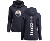 NHL Women Adidas Edmonton Oilers #7 Paul Coffey Navy Blue Backer Pullover Hoodie