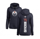 NHL Women Adidas Edmonton Oilers #75 Evan Bouchard Navy Blue Backer Pullover Hoodie