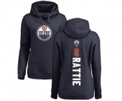 NHL Women Adidas Edmonton Oilers #8 Ty Rattie Navy Blue Backer Pullover Hoodie